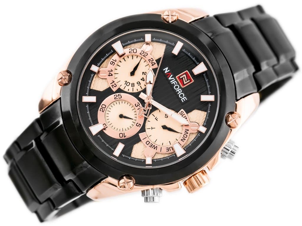 

ZEGAREK MĘSKI NAVIFORCE - NF9113 (zn078c) - black/rosegold + box, Zn078c) - black/rosegold + bo