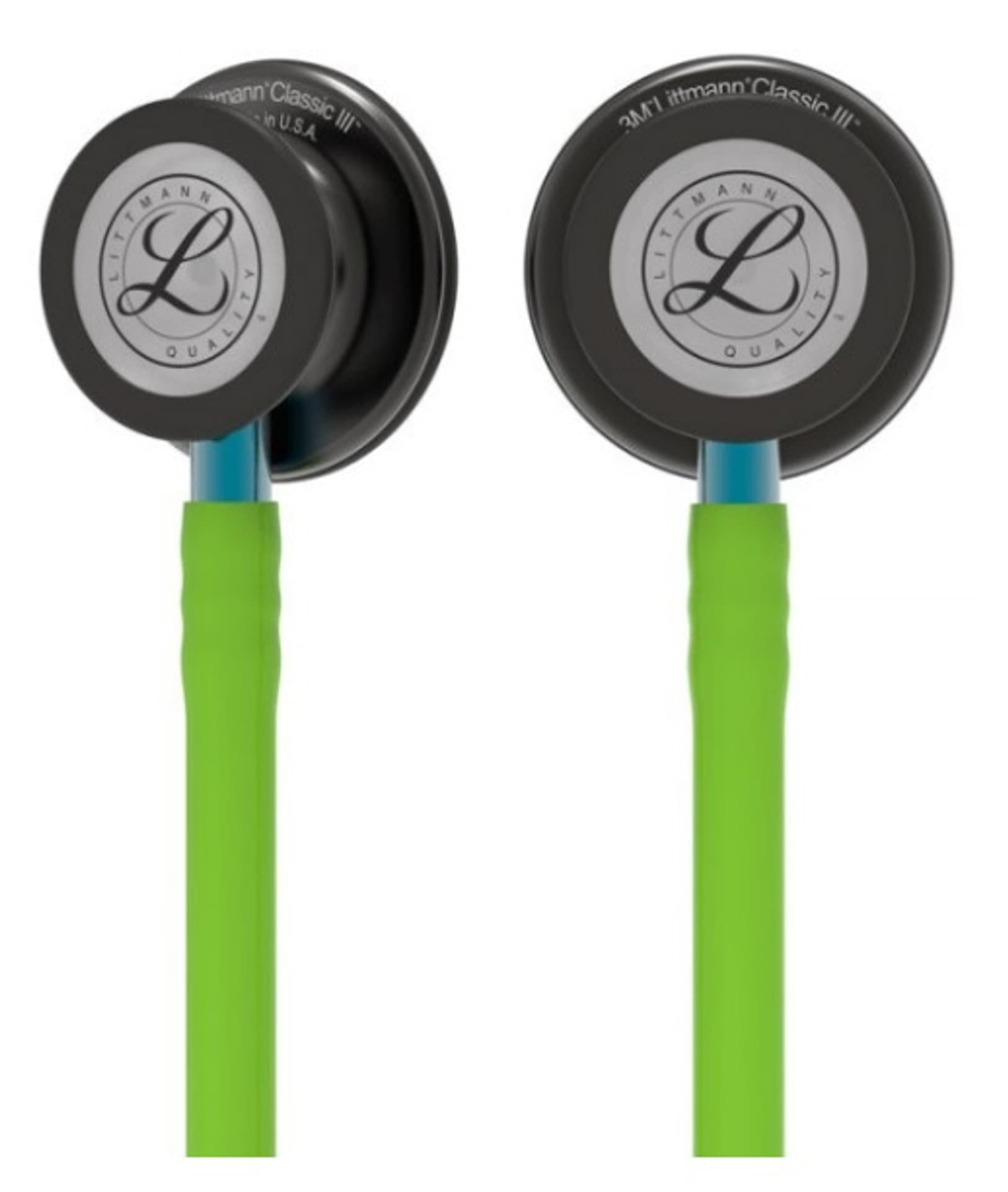 

Stetoskop Littmann Classic III 5875 Stetoskop internistyczny Smoke, przewód limonkowy, lira smoke trzonek niebieski