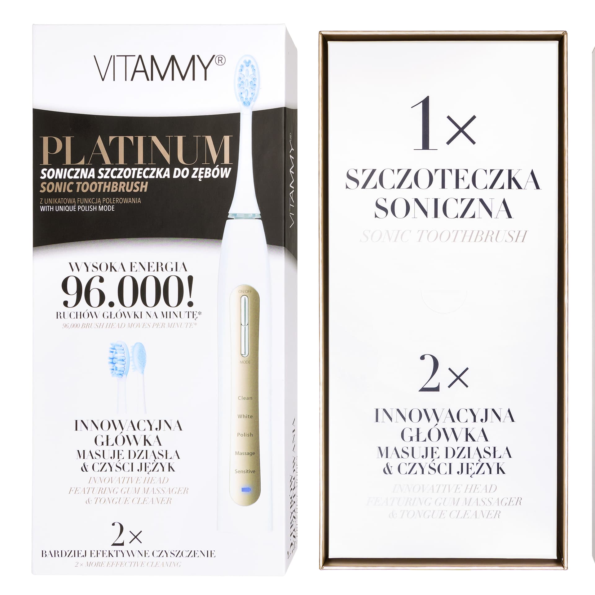 

VITAMMY Platinum Szczoteczka soniczna z pięcioma programami pracy w nowym opakowaniu prezentowym