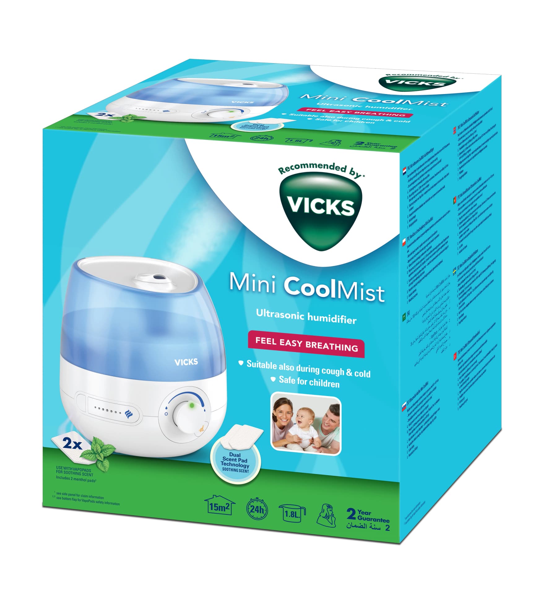 

VICKS Mini Cool Mist VUL525E4 Kompaktowy nawilżacz ultradźwiękowy