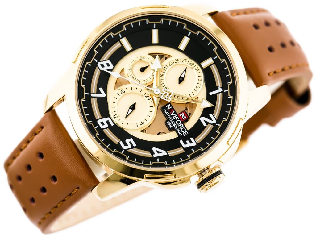 

ZEGAREK MĘSKI NAVIFORCE - NF9142 (zn087c) gold/br. + BOX, Zn087c) gold/br. + bo