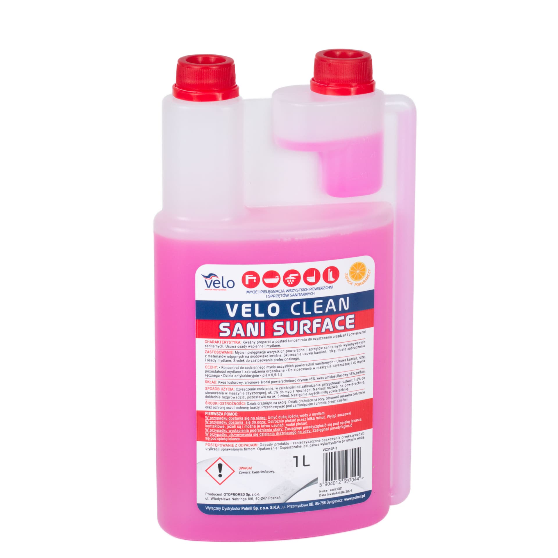 

VELO CLEAN SANI SURFACE 1L Koncetrat do mycia i pielęgn. wszystkich powierzch. i sprzętów sanit.