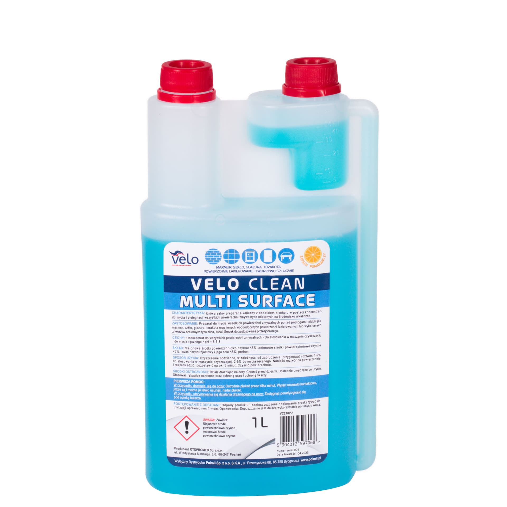 

VELO CLEAN MULTI SURFACE 1l Koncentrat do mycia wszelkich powierzchni zmywalnych