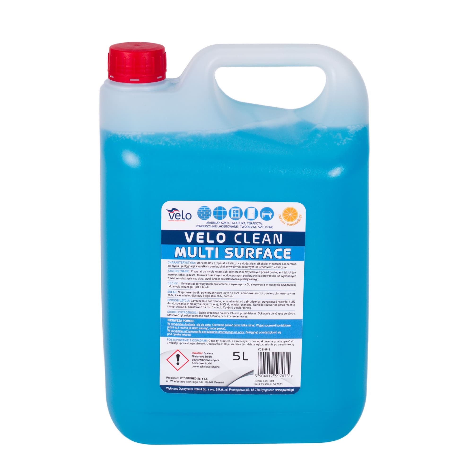 

VELO CLEAN MULTI SURFACE 5l Koncentrat do mycia wszelkich powierzchni zmywalnych