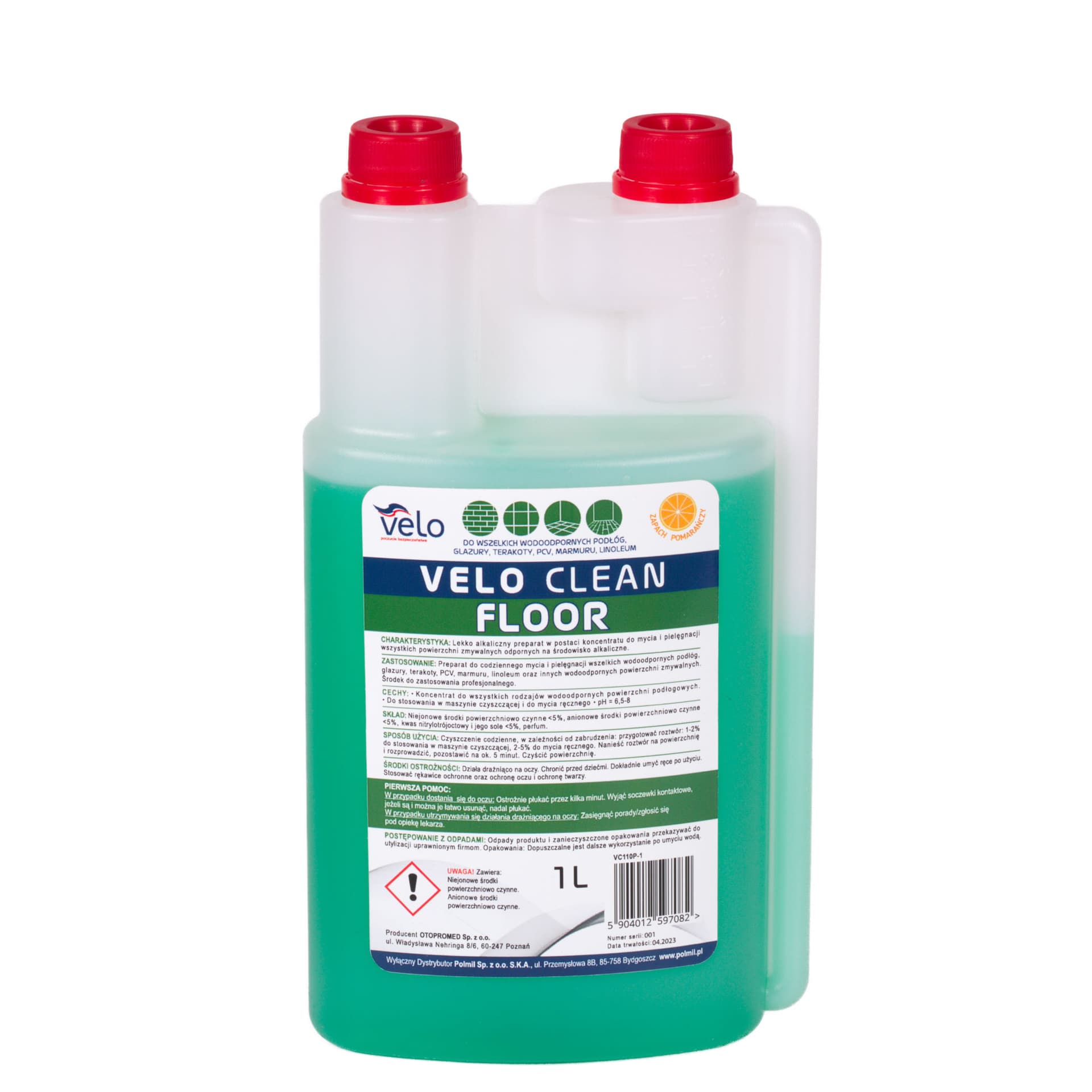 

VELO CLEAN FLOOR 1L Preparat przeznaczony do mycia podłóg, glazury, terakoty oraz innych wodoodpornych powierzchni