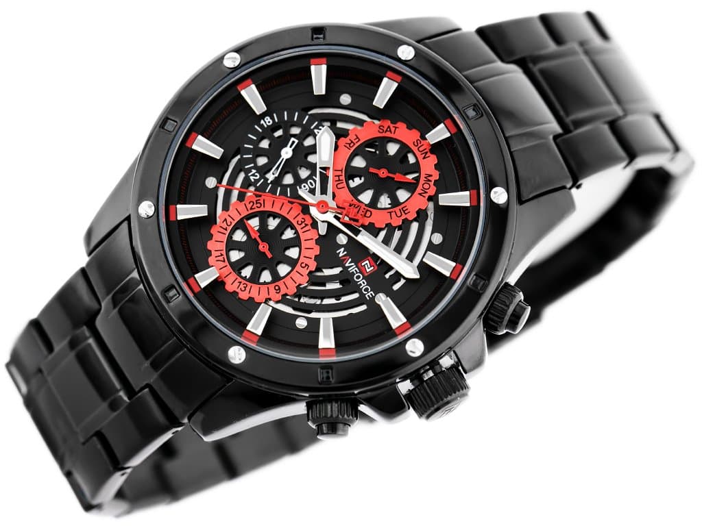 

ZEGAREK MĘSKI NAVIFORCE - NF9149 (zn090b) black / red + BOX, Zn090b) black / red + bo