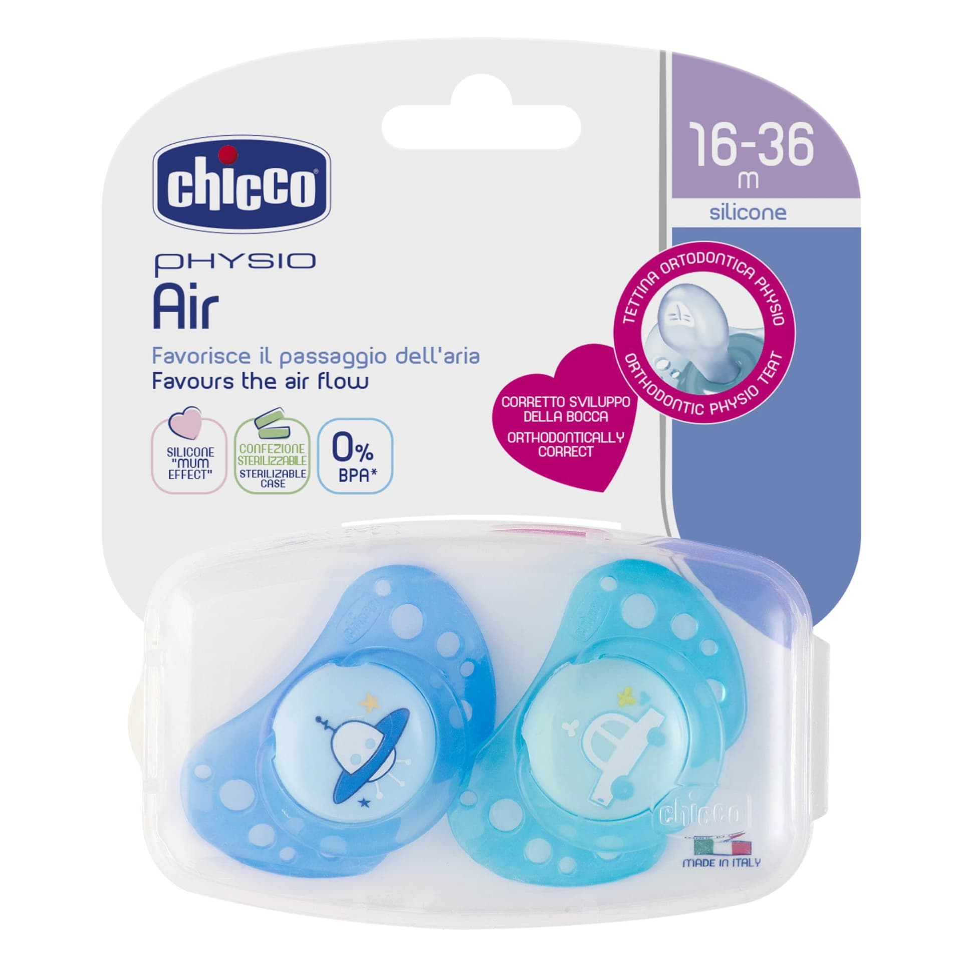 

Chicco Physio Air 16m+ Niebieski Smoczek do uspokajania