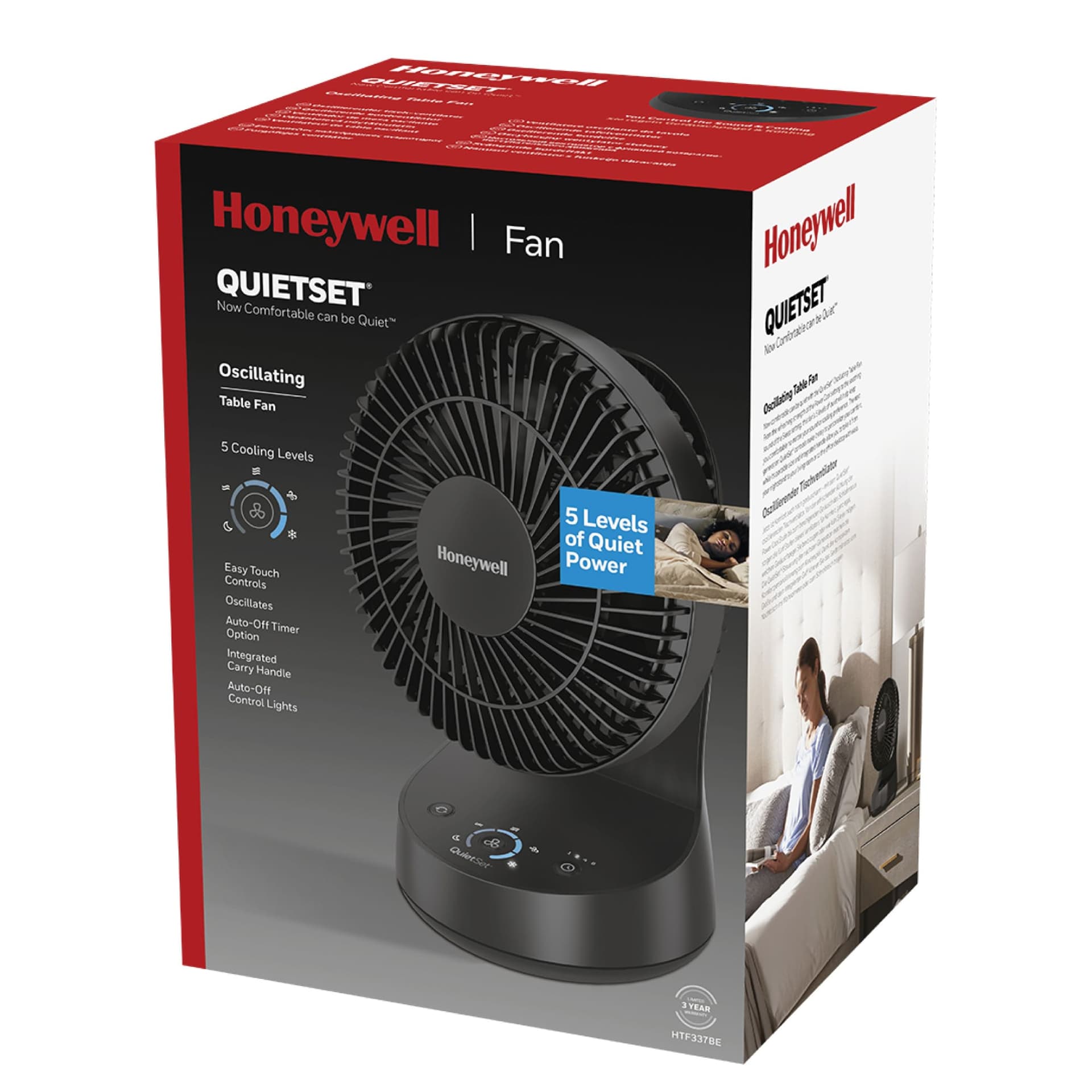 

Honeywell HTF337BE4 QuietSet 5 cichy wentylator biurkowy z oscylacją