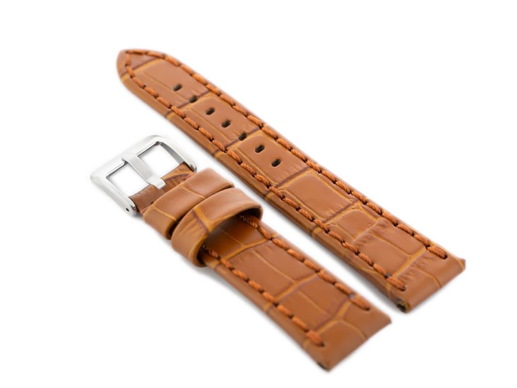 

Pasek skórzany do zegarka W49 - camel - 22mm