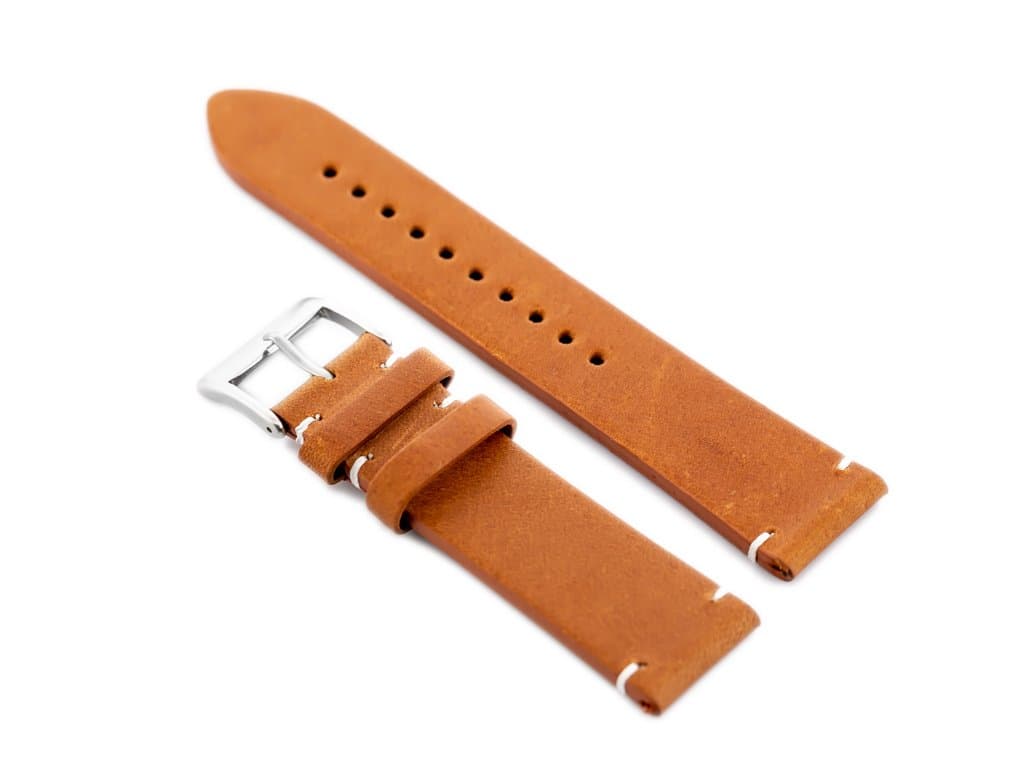 

Pasek skórzany do zegarka W118 - camel - 22mm