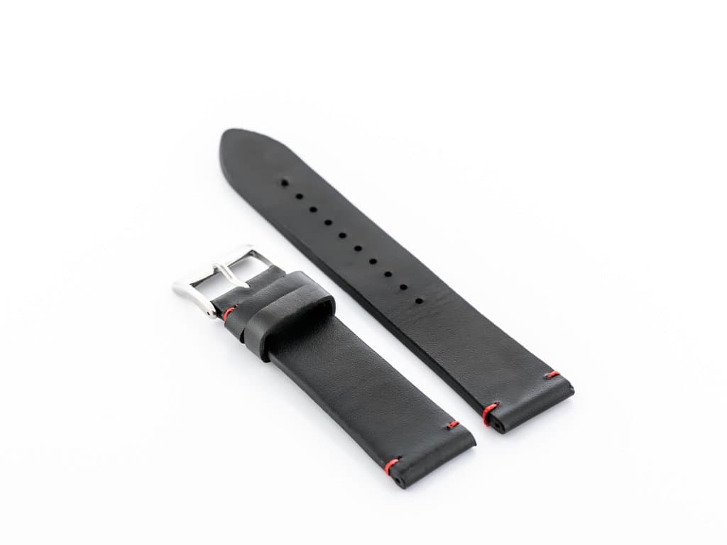

Pasek skórzany do zegarka W118 - czarny/czerwone - 22mm