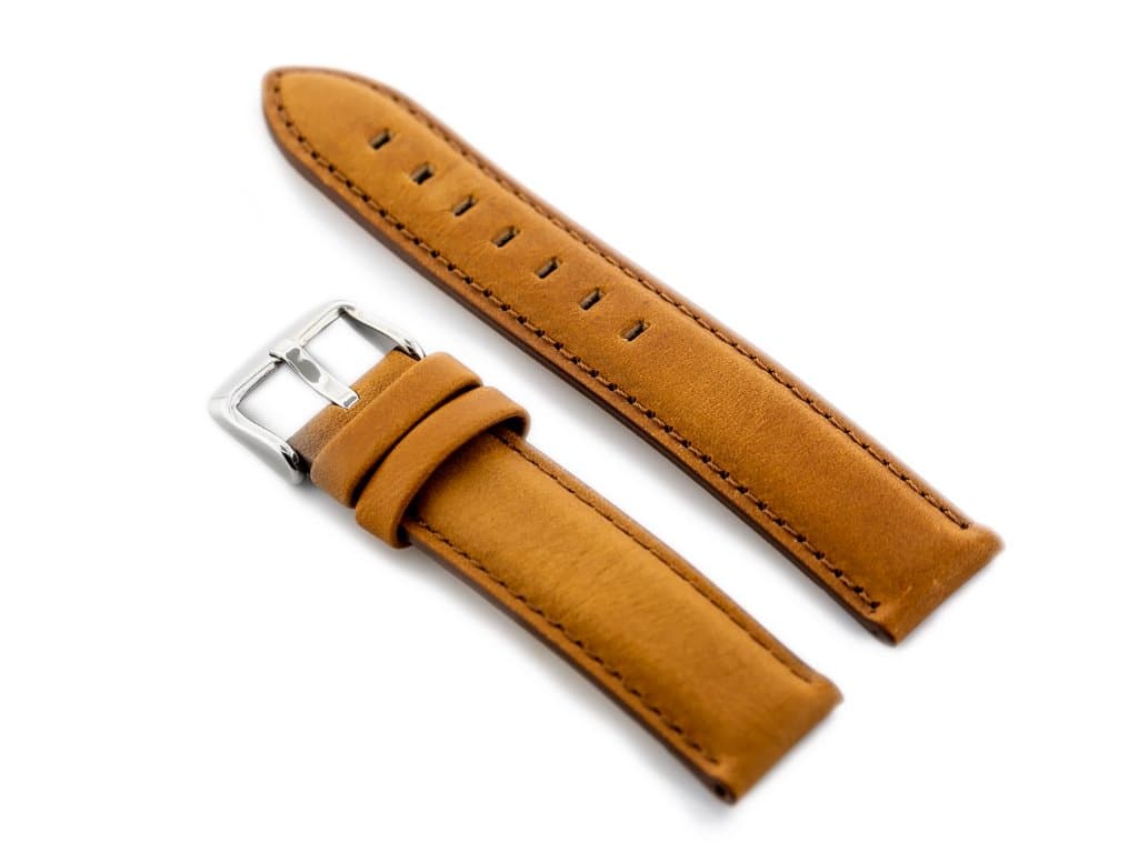 

Pasek skórzany do zegarka W46 - camel - 22mm