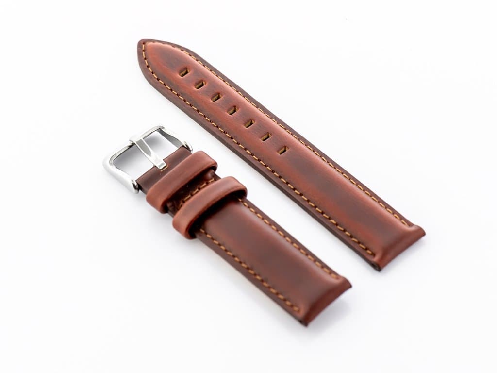 

Pasek skórzany do zegarka W46 - ciemny brąz - 14mm