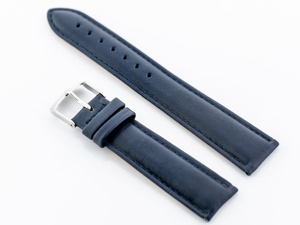 

Pasek skórzany do zegarka W83L - granatowy - 18mm
