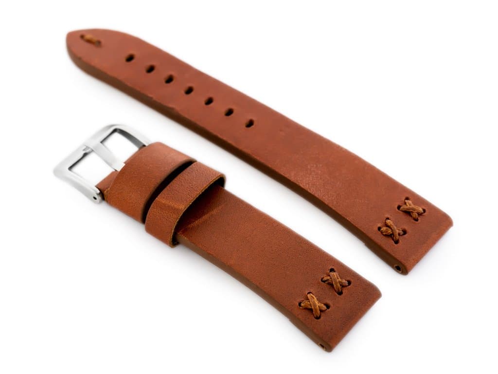 

Pasek skórzany do zegarka W79 brąz - 22mm