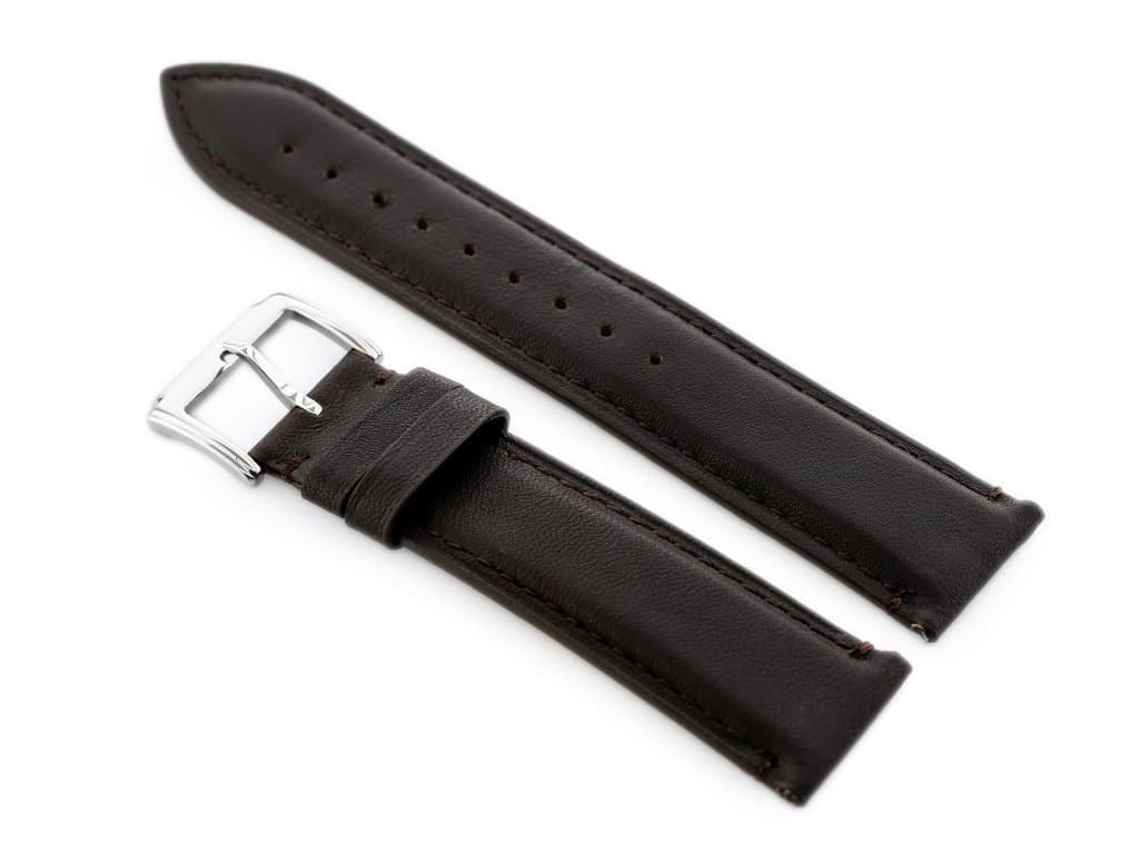 

Pasek skórzany do zegarka W89 ciemny brąz - 22mm