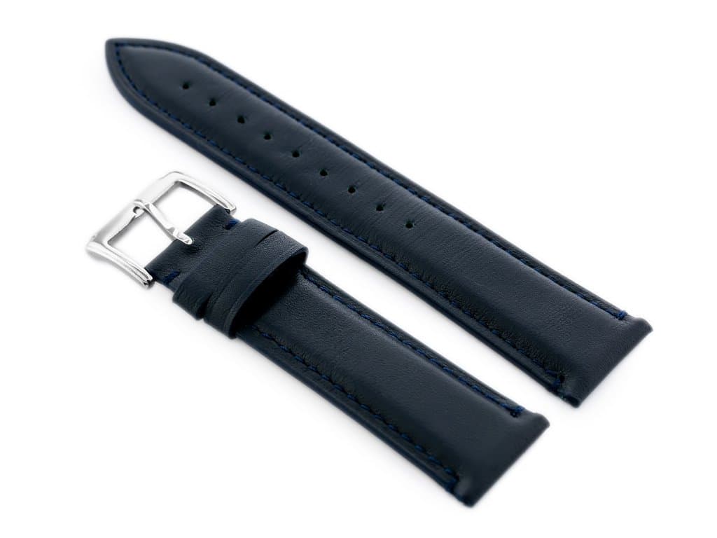 

Pasek skórzany do zegarka W89 granatowy - 22mm