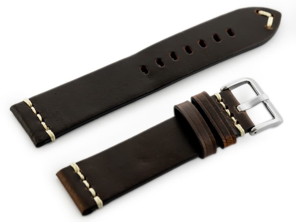 

Pasek skórzany do zegarka W32 - ciemny brąz - 22mm