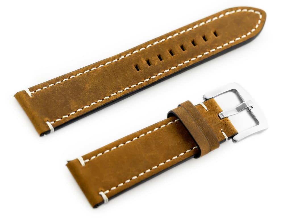 

Pasek skórzany do zegarka W72 - ciemny brąz - 22mm