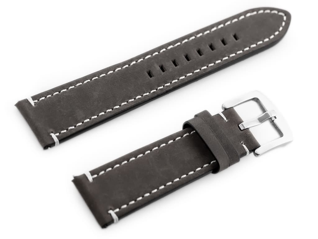 

Pasek skórzany do zegarka W72 - szary - 22mm