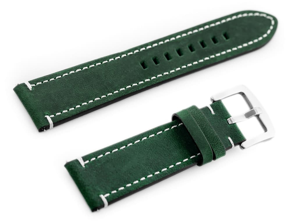 

Pasek skórzany do zegarka W72 - zielony - 22mm