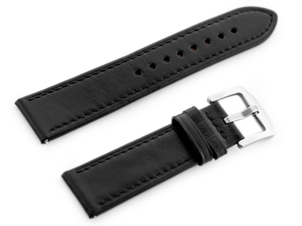 

Pasek skórzany do zegarka W81 - czarny/czarna 20mm