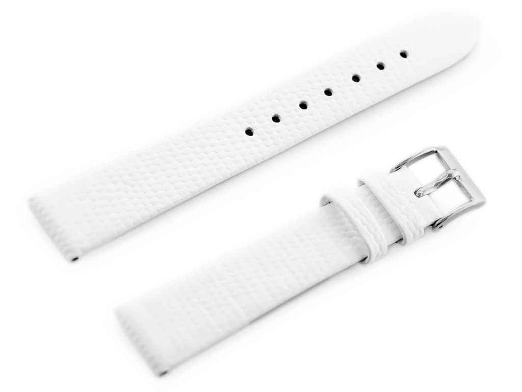 

Pasek skórzany do zegarka W107 - biały/sr. 20mm