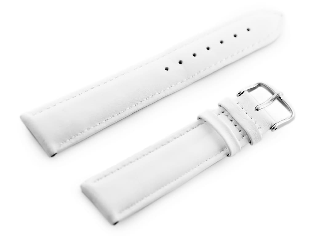 

Pasek skórzany do zegarka W83L - biały - 22mm
