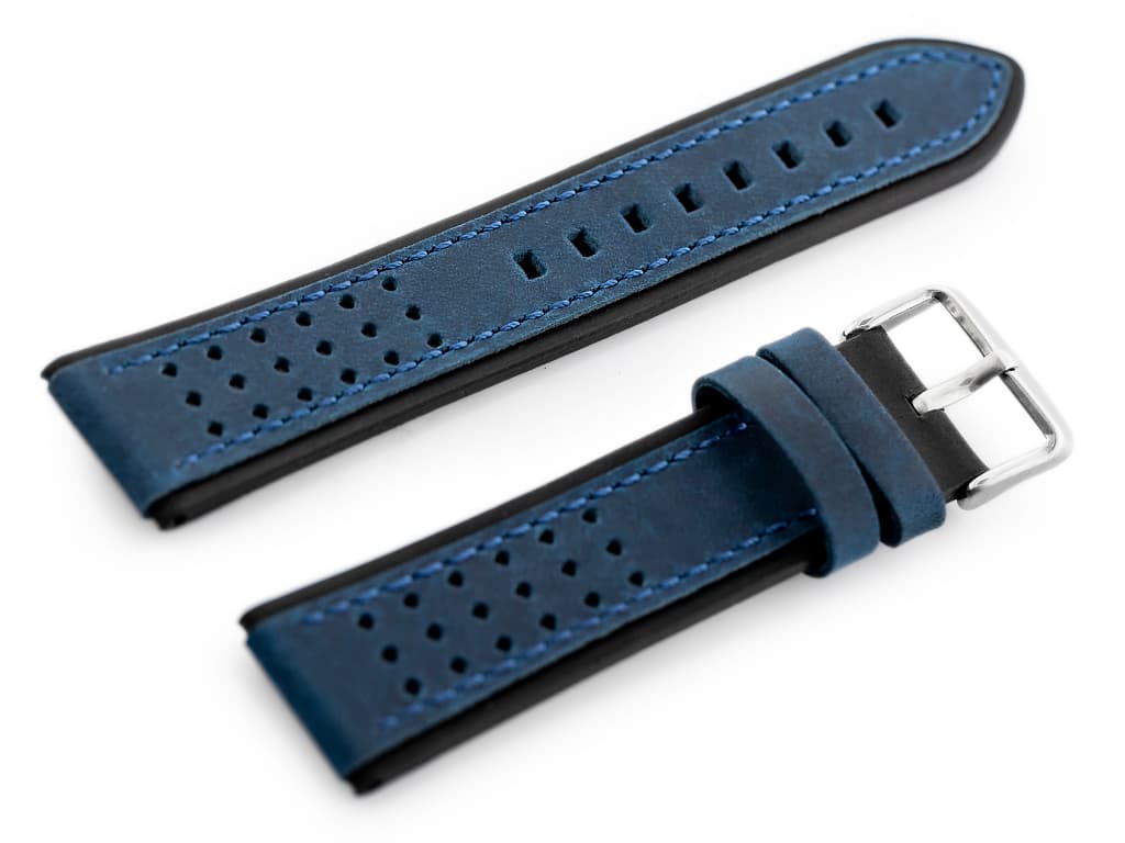 

Pasek skórzany do zegarka W80 granatowy/czarny 24mm