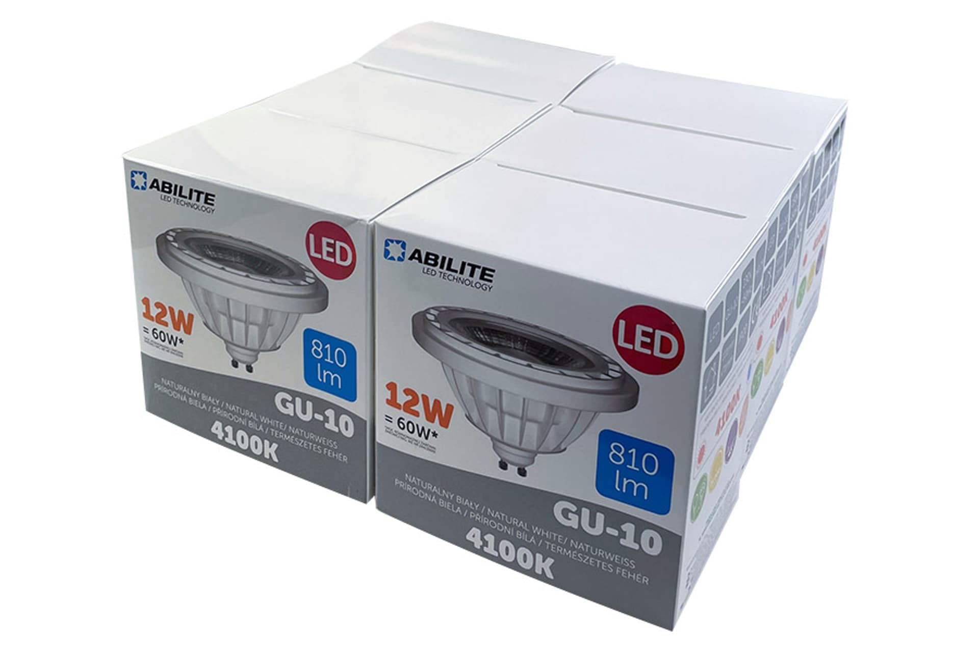 

ŻARÓWKA LED ABILITE REFLEKTOROWA B.NATURALNA GU10 12W/230V 810LM 45° AR111 /6-pack