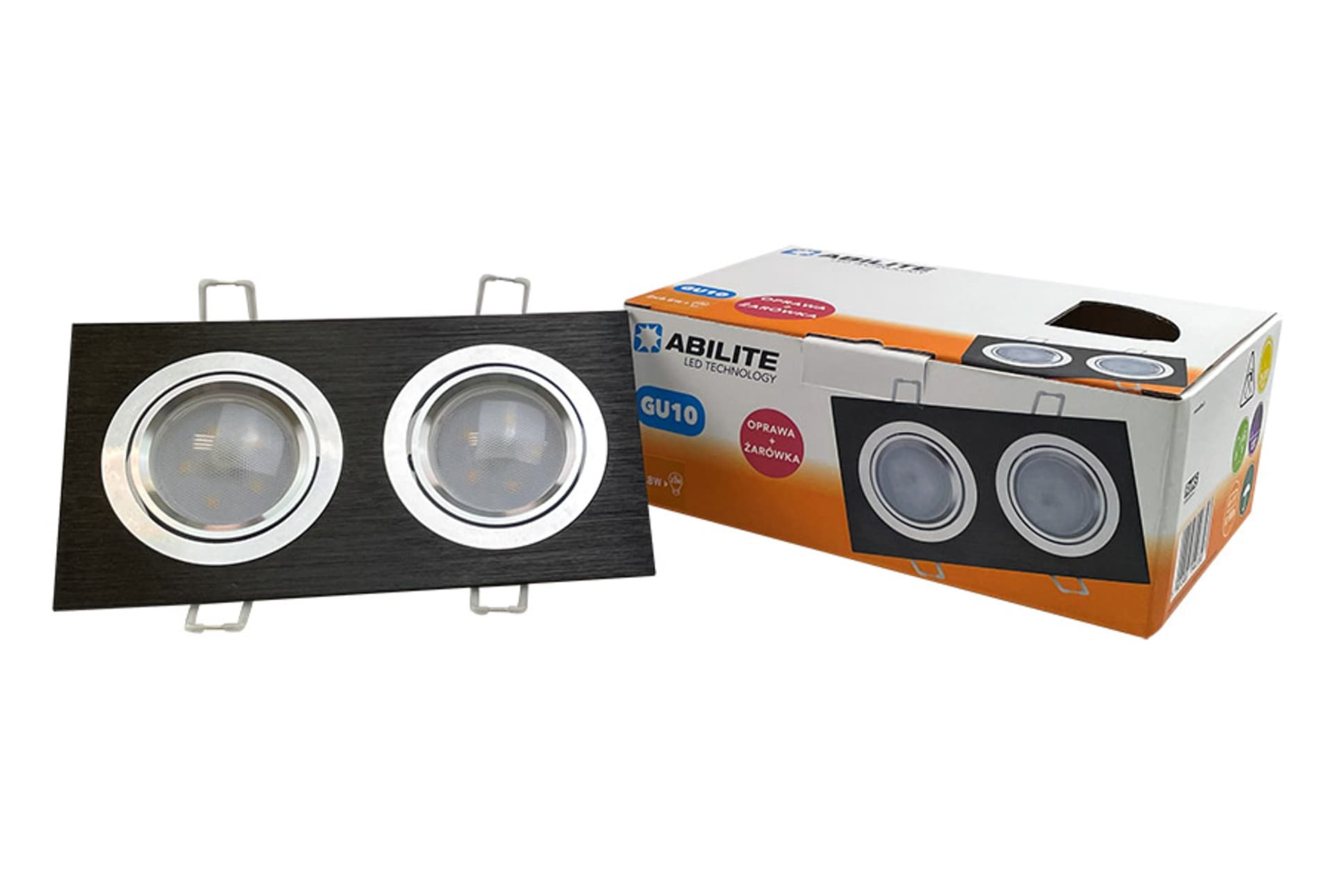 

OPRAWA+ŻARÓWKA LED ABILITE B.CIEPŁA GU10 9,6W/230V 2X370LM 120° PODWÓJNA KWADRATOWA CZARNA BAN1