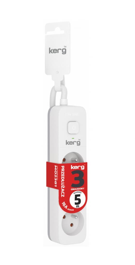 

Przedłużacz KERG z wyłącznikiem-3 gniazda-biało-szary-5m-16A-H05VV-F-3x1,5mm2