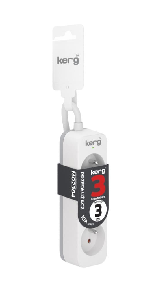 

Przedłużacz KERG bez wyłącznika-3 gniazda-biało-szary-3m-10A-H05VV-F-3x1,0mm2