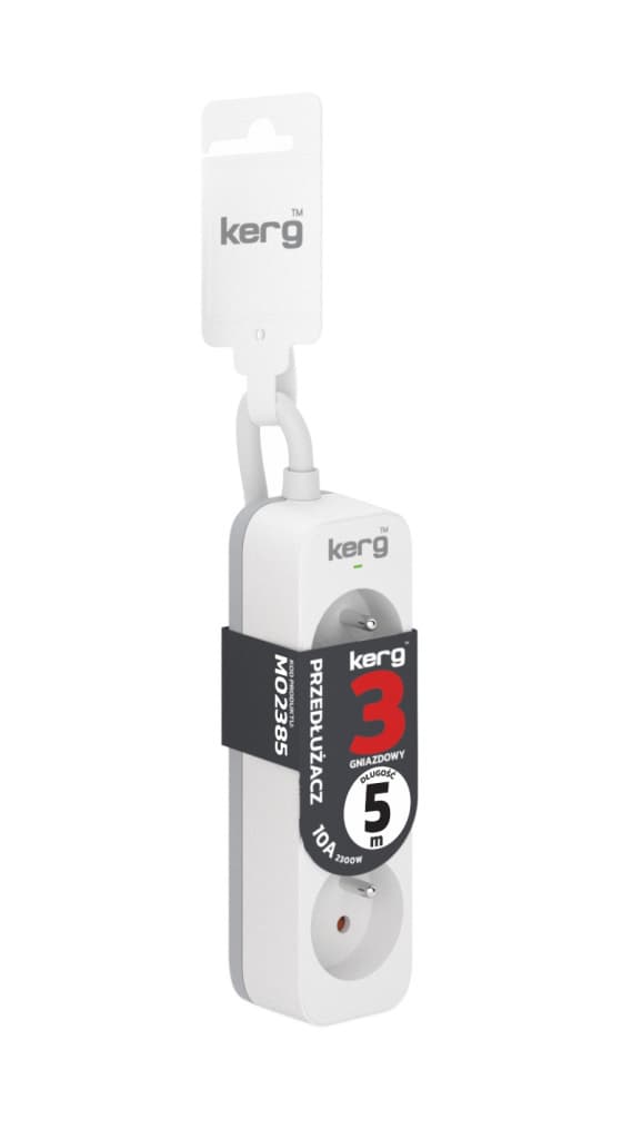 

Przedłużacz KERG bez wyłącznika-3 gniazda-biało-szary-5m-10A-H05VV-F-3x1,0mm2