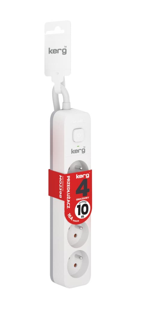 

Przedłużacz KERG z wyłącznikiem-4 gniazda-biało-szary-10m-16A-H05VV-F-3x1,5mm2