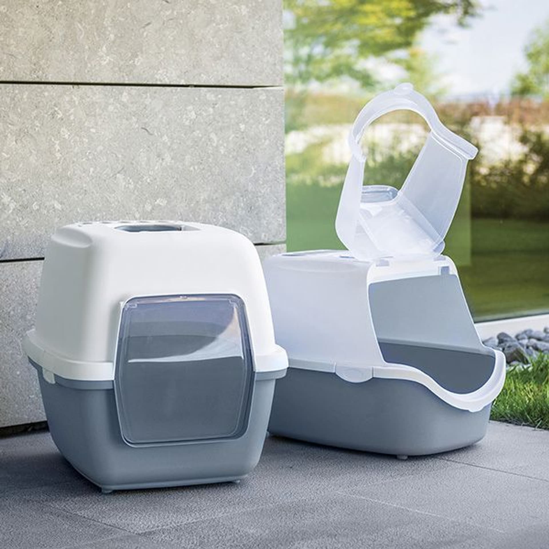 

STEFANPLAST Kuweta CATHY Easy Clean z filtrem, biało-szara, 56x40x40cm [86162]