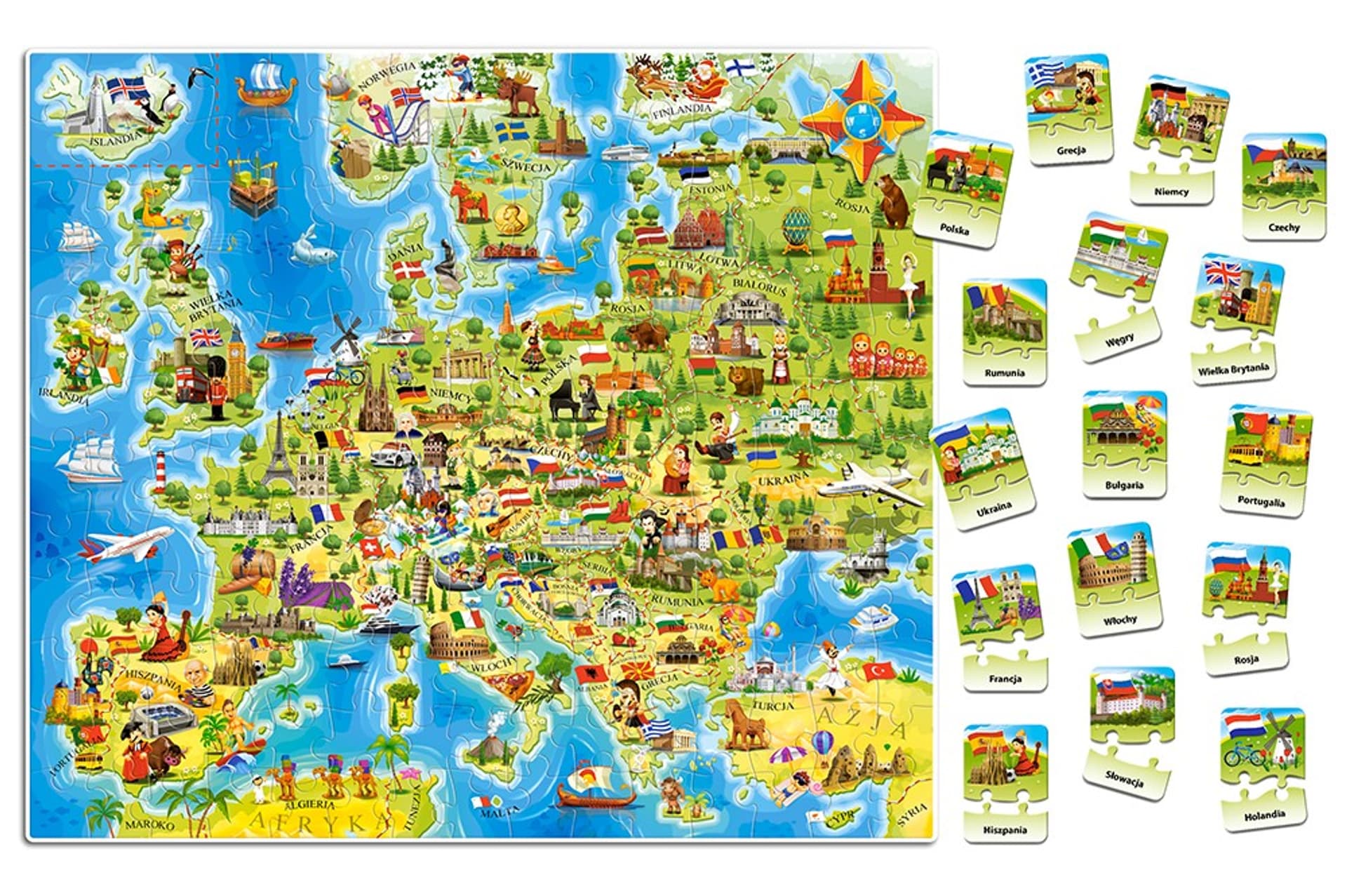

Puzzle 180 elementów Mapa Europy