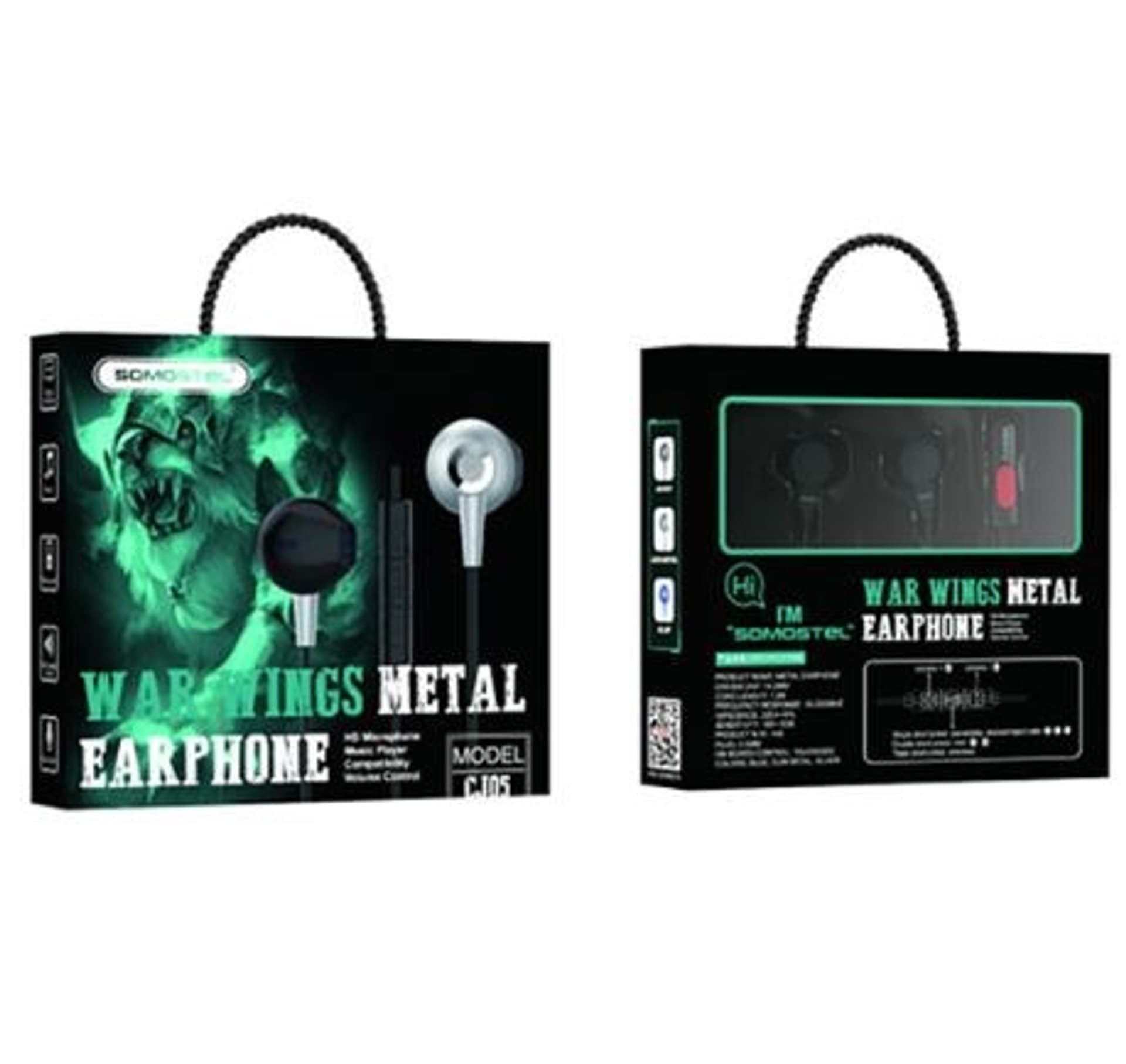 

SOMOSTEL SŁUCHAWKI DOUSZNE Z PILOTEM JACK 3,5MM SMS CJ05 GUN METAL WAR WING