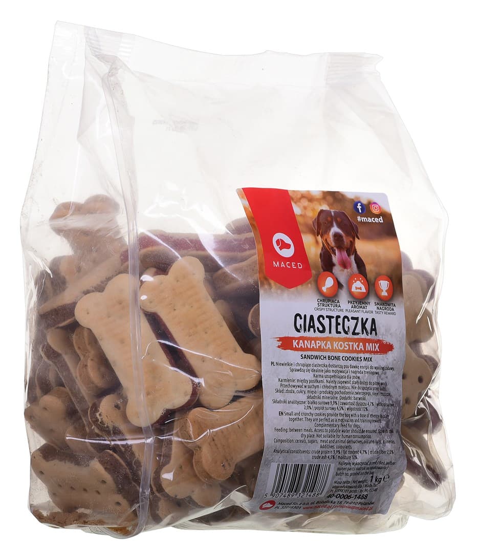 

Maced Ciastka Kanapka Kostka Mix - przysmak dla psa - 1kg