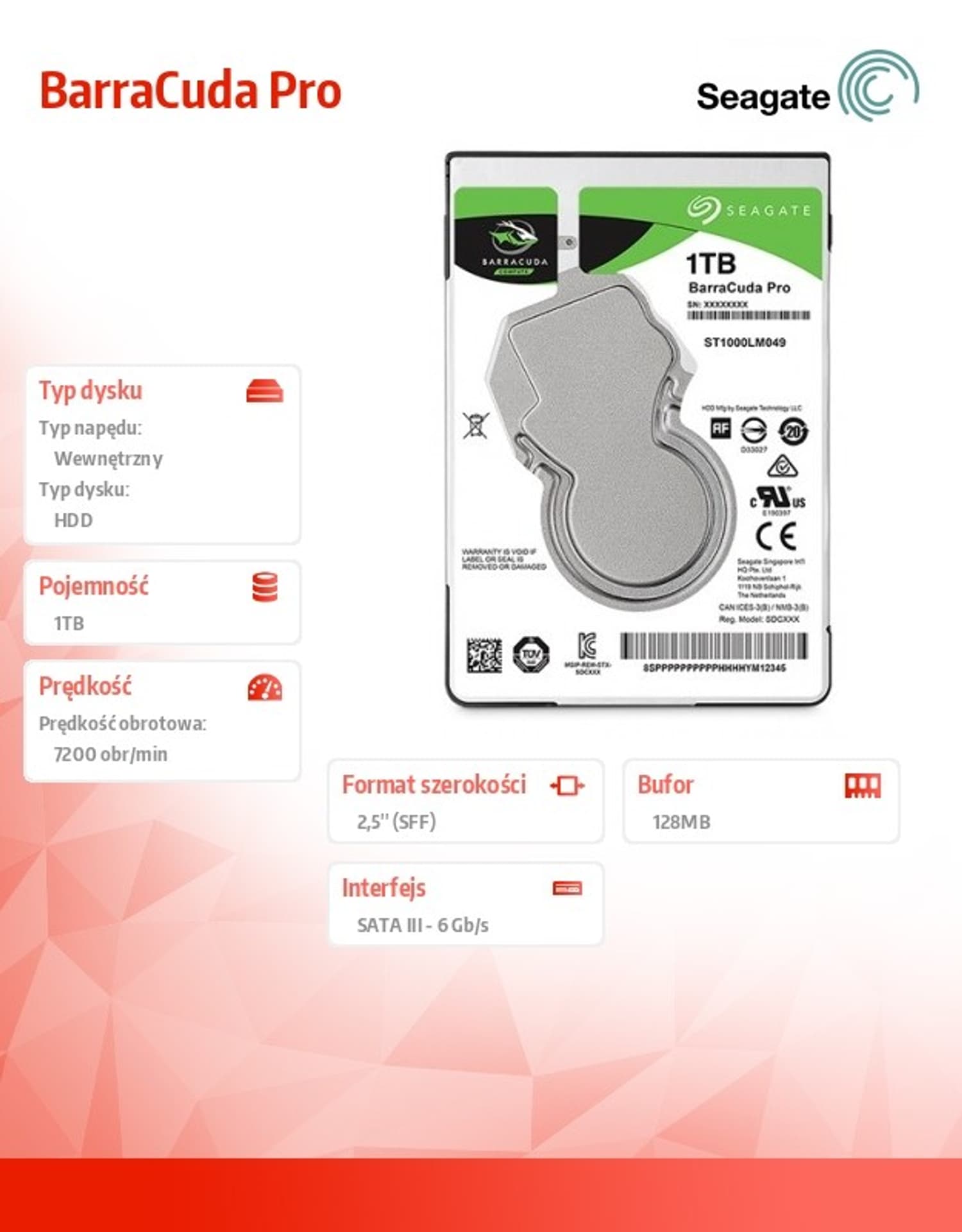 

BarraCuda Pro 1TB 2,5'' 128MB ST1000LM049