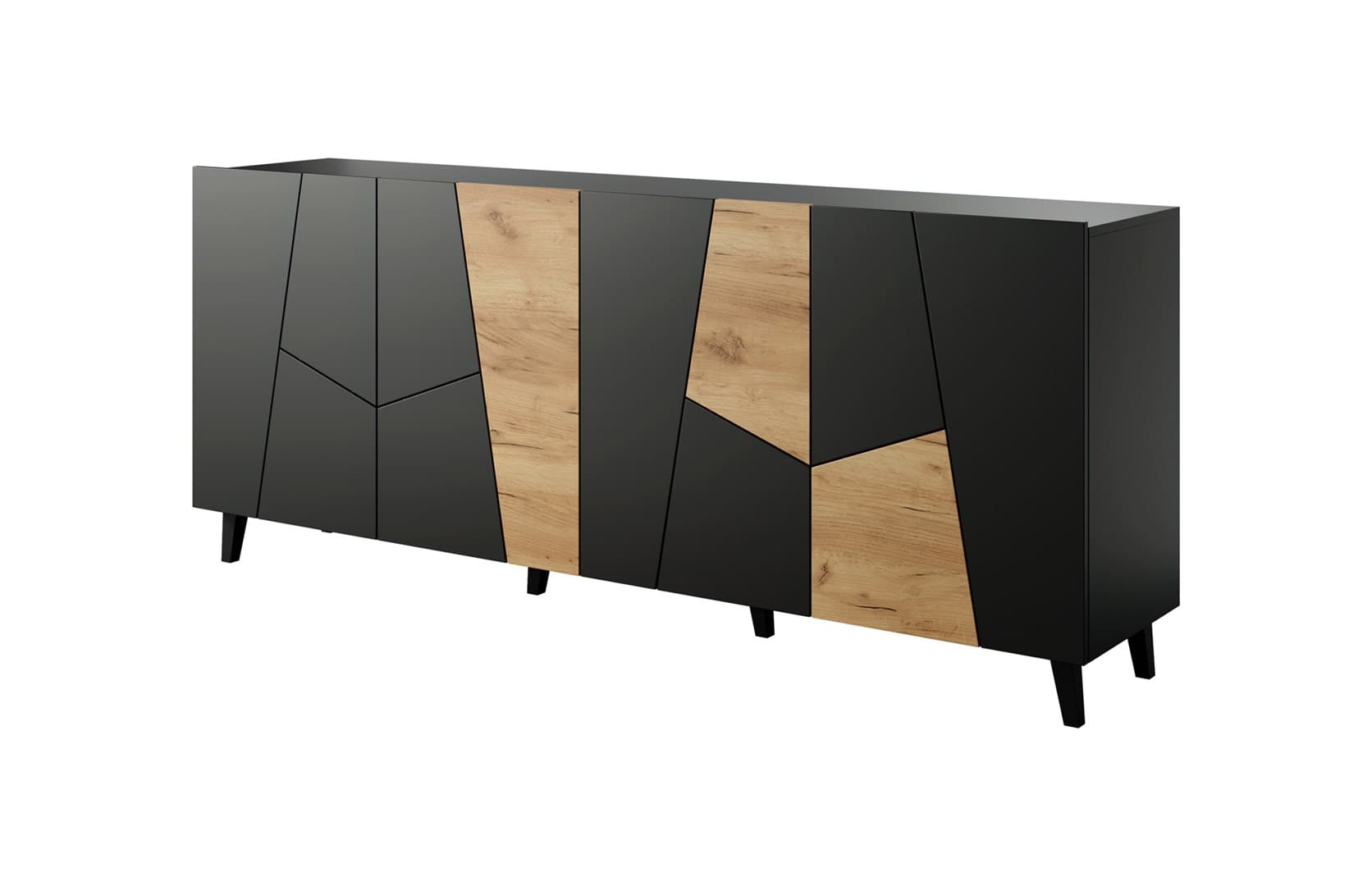 

Komoda ETNA 200x42x82 czarny mat + dąb craft