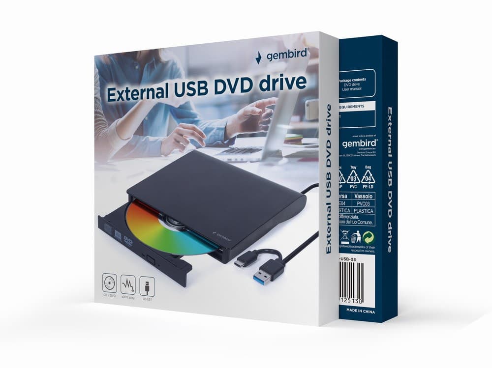 

GEMBIRD ZEWNĘTRZNA NAGRYWARKA DVD 8X, CD 24X USB 3.1 SLIM CZARNA