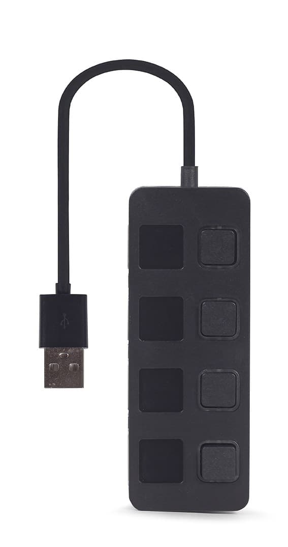 

GEMBIRD HUB USB 2.0 4 PORTOWY Z PRZEŁĄCZNIKAMI, CZARNY