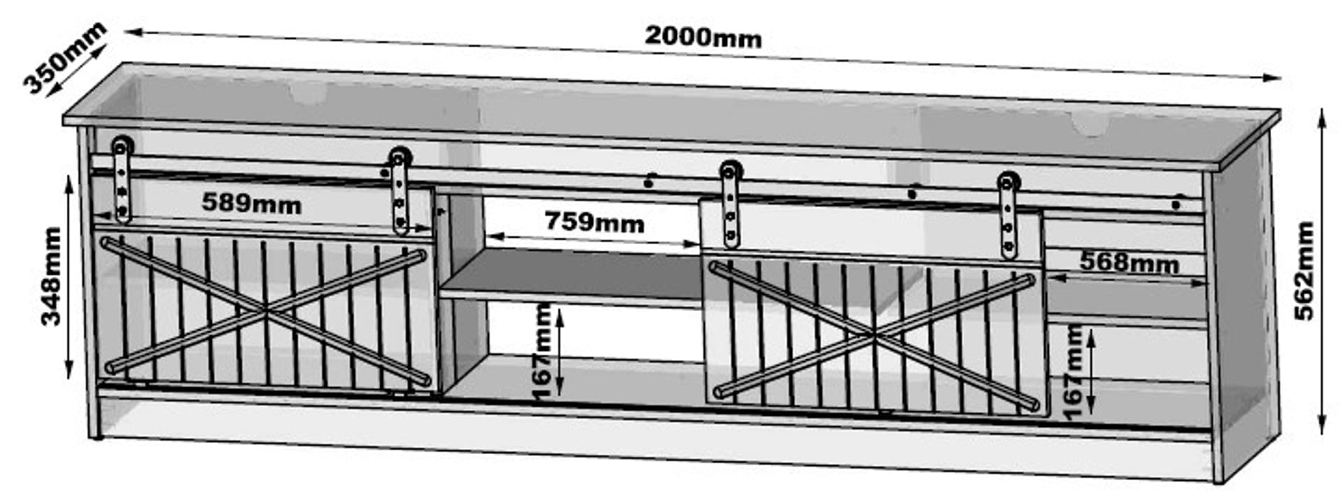 

Szafka RTV GRANERO 200x56,7x35 dąb wotan