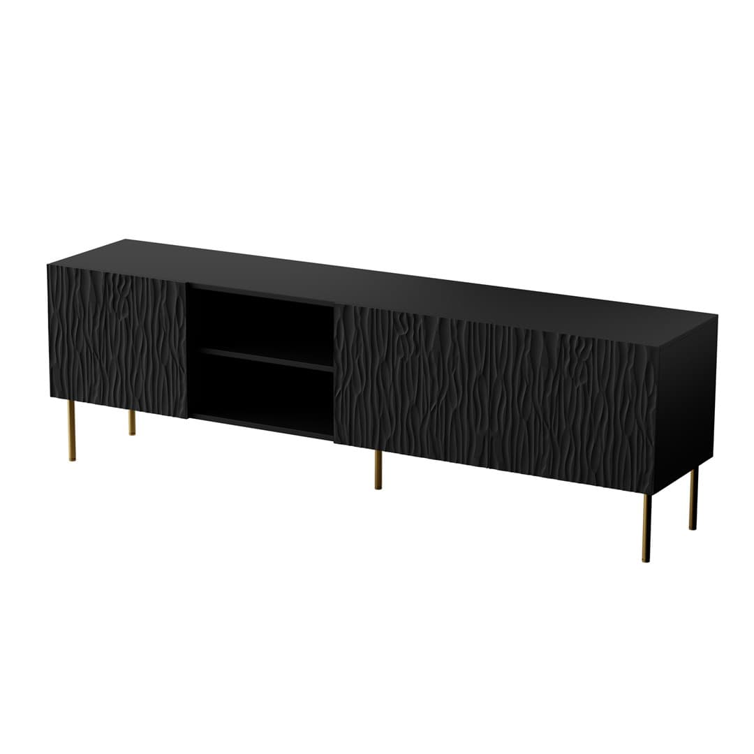

Szafka RTV JUNGLE 190x40,5x59,5 czarny mat + złote nóżki