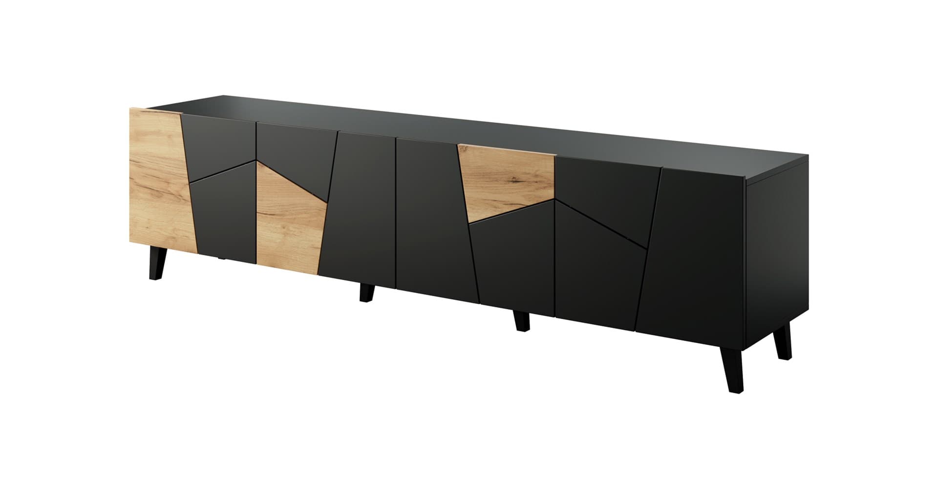 

Szafka RTV ETNA 200x42x52 czarny mat + dąb craft