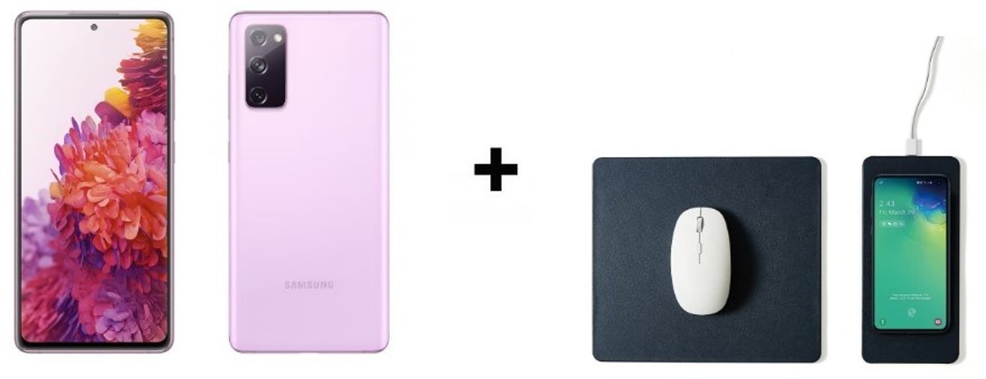 

Samsung Galaxy S20 FE 8/256GB 6,5" SAMOLED 2400x1080 4500mAh 5G Cloud Lavender i POUT Hands3 Split – Dzielona podkładka pod mysz z szybkim ładowaniem bezprzewodowym, kolor ciemny niebieski