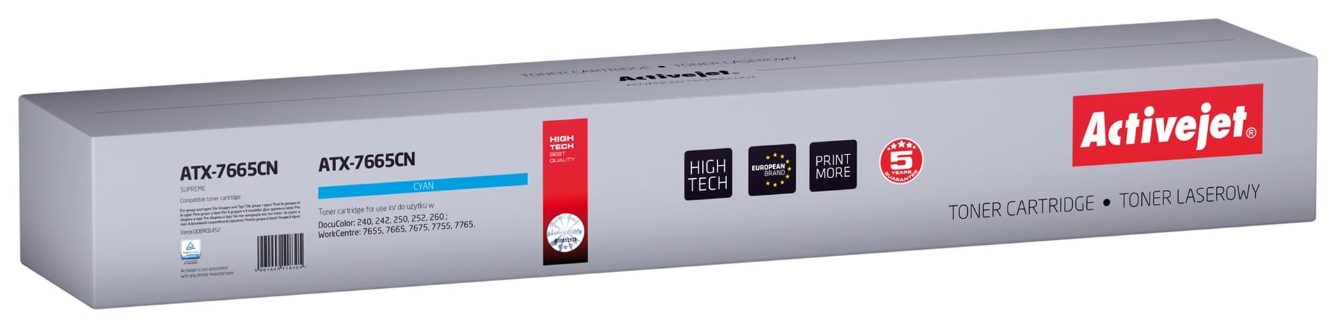 

Activejet Toner ATX-7665CN (zamiennik Xerox 006R01452; Supreme; 34000 stron; błękitny)