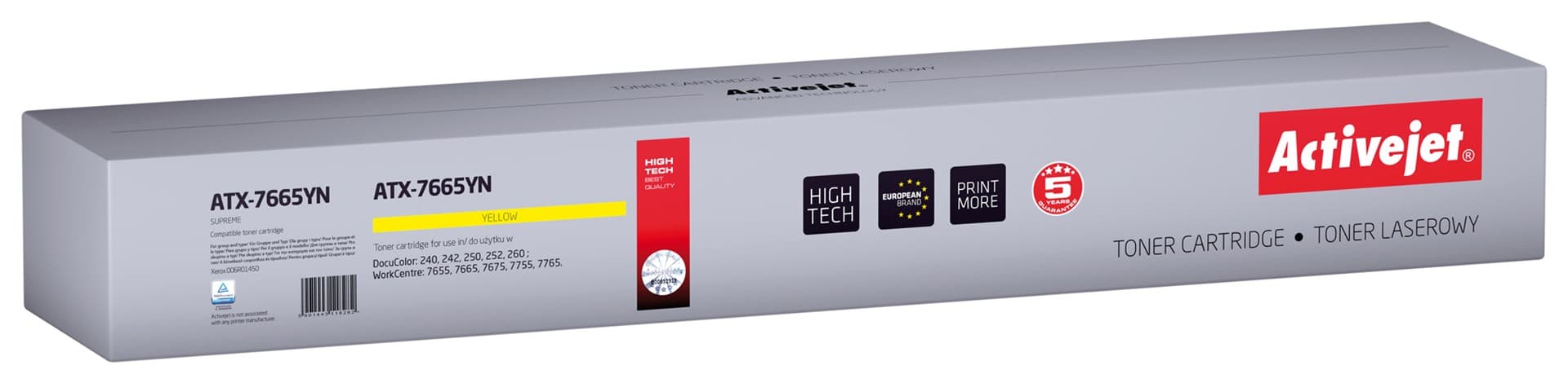 

Activejet Toner ATX-7665YN (zamiennik Xerox 006R01450; Supreme; 34000 stron; żółty)