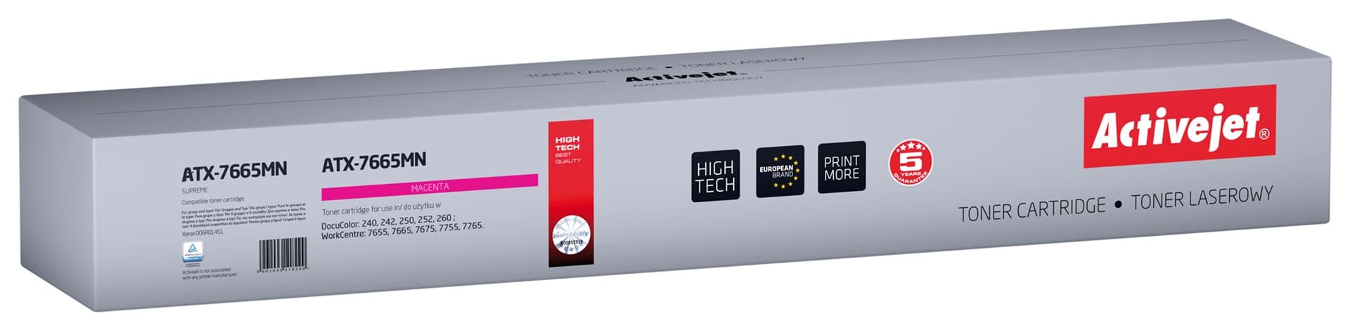 

Activejet Toner ATX-7665MN (zamiennik Xerox 006R01451; Supreme; 34000 stron; purpurowy)